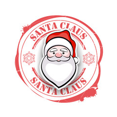 Round imprint with silhouette of Santa Claus in red cap, 