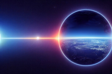 Fototapeta na wymiar Abstract space eclipse spectrum. Innovative world outlook gazing into the future