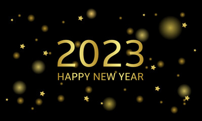 Happy new year 2023. Stylish elegant black background