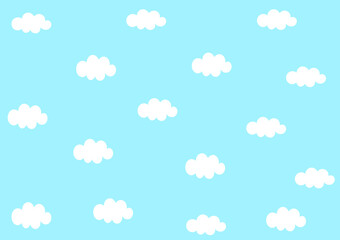 Blue sky with clouds, vector seamless background.Cloudscape in the blue sky, white illustration cloud