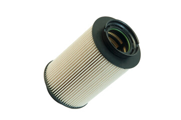 car fuel paper filter isolated on white background. car oil change concept	
