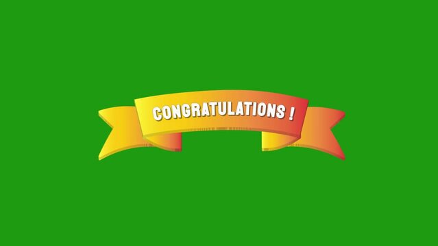 Animated stamp symbol - Congratulations Text with Usable Through Green Screen. Suitable for Celebration Greeting Use
