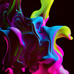Obraz na płótnie Canvas Colorful, neon splashes of acrylic paint on a black background.