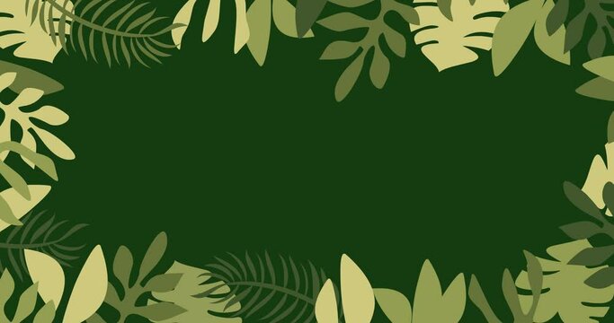 animated background of leaves surrounding the green gradation screen display