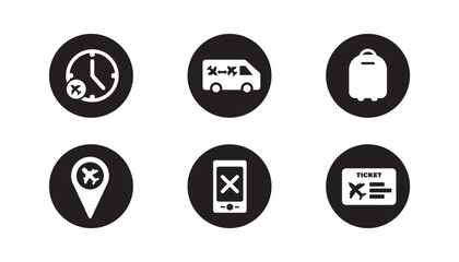 Big set with airport icon isolated on white background.