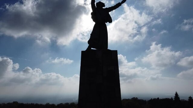 Drone footage of a communist monument