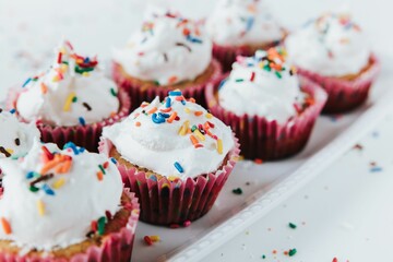 Closeup shot of Cupcakes with Sprinkles