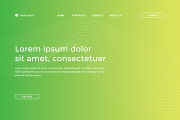 Abstract landing page with colorful wavy lines. Abstract gradient landing page design
