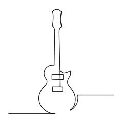 Continuous one line drawing of electric guitar music instrument vector symbol for rock and hardcore theme song
