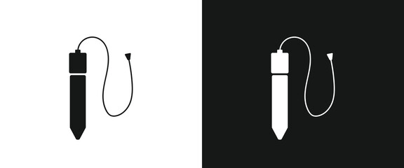 Baby nose cleaner nasal aspirator flat icon for web. Simple baby nose aspirator tube sign web icon silhouette with invert color. Minimalist nose pump, nose sucker solid black icon vector design