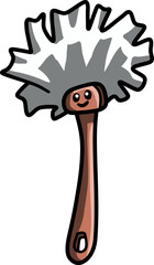 Design of a toilet brush with cute face isolated on white background