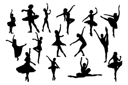 Female ballet dancer silhouette collection