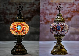 Handmade colorful mosaic Turkish lamp