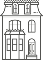 European building. Outline illustration with old Dutch building