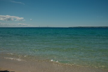 Beach on a sunny day at Mackinac Island, Michigan