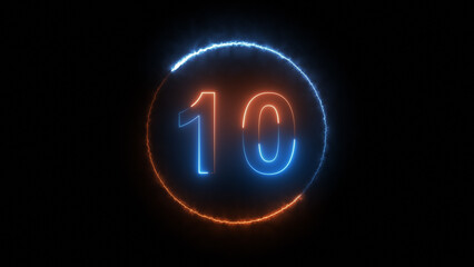 number ten glowing in the dark, 3d render