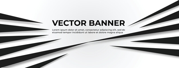 Black Triangle Shapes Vector Banner with Shadow Effects Template Design