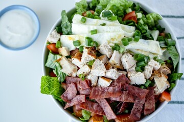 High angle shot of a bowl of healthy salad
