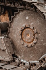 Closeup of rusty old parts of an industrial machine