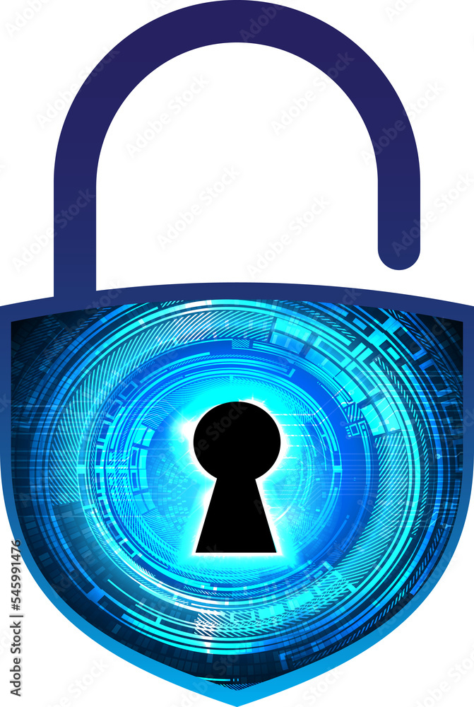 Wall mural Closed Padlock on digital background, cyber security