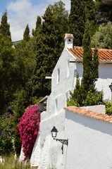 Casas blancas en los alrededores de Frigiliana, Axarquía, Málaga, Andalucía, España