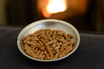 木質ペレットとペレットストーブの炎