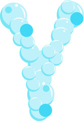 Alphabet of soap bubbles. Water suds letter Y. Cartoon font