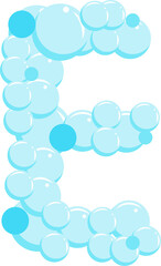Alphabet of soap bubbles. Water suds letter F. Cartoon font 