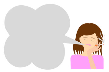 頬杖をつきながらタバコを吸う女性