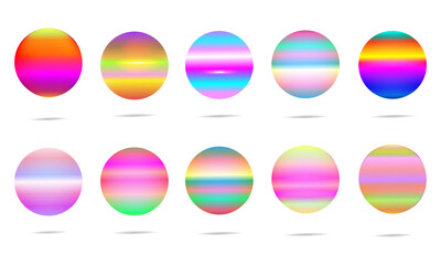 Set of bubble balloon glossy sticker circle rainbow shine abstract background pattern vector illustration 