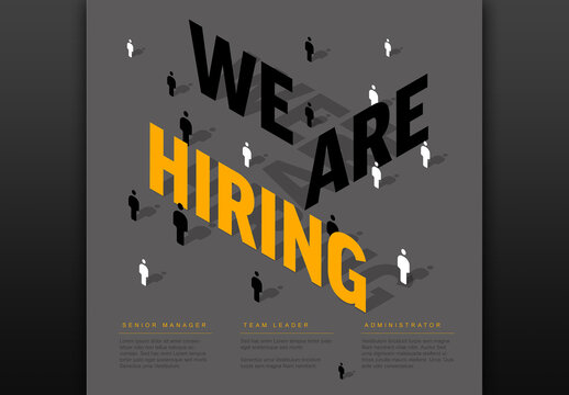 We are hiring minimalistic flyer template - gray black white orange version