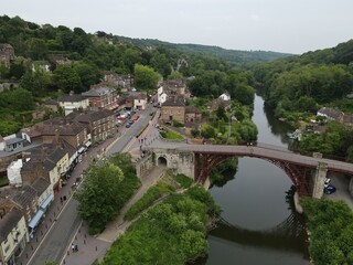 Naklejka premium River Seven Ironbridge Telford and Wrekin iShropshire, England drone aerial view