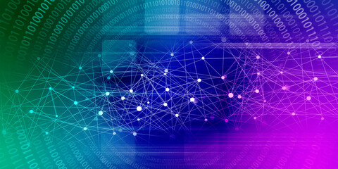 2d illustration Abstract futuristic electronic circuit technology background