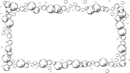Geometric frame of foam bubbles. Monochrome illustration