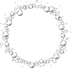 Geometric frame of foam bubbles. Monochrome illustration