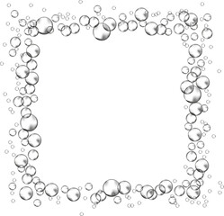 Geometric frame of foam bubbles. Monochrome illustration