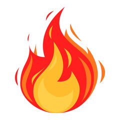 Fire flame game icon vector isolated. Illustration of a red and yellow hot flame. Concept of power and energy.