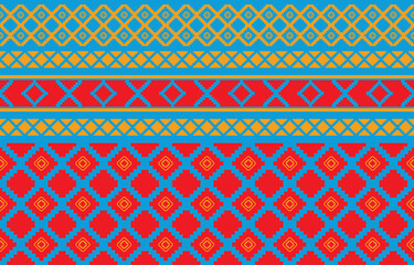 Vector seamless fabric or home wallpaper. Geometric ethnic oriental ikat pattern traditional. Design of background, carpet, wallpaper, clothing, wrapping, batik, fabric, illustration, embroidery style