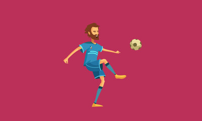 Fototapeta na wymiar Football Player With Foot ball vector logo design