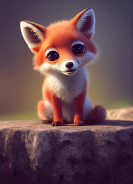 Close up of cute baby fox.