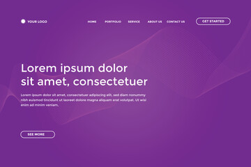 Abstract landing page with colorful wavy lines. Abstract gradient landing page design
