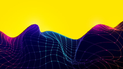 Futuristic digital cyber mesh network dynamic colorful background