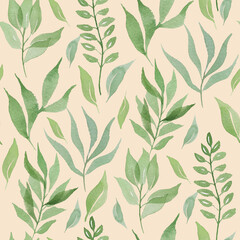 Watercolor gentle peach flowers seamless pattern.