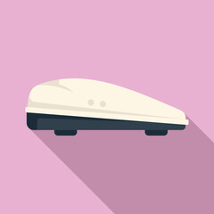 Car drive roof box icon flat vector. Travel trunk. Road trip