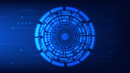 futuristic innovation technology background concept. virtual glowing blue light Hi tech HUD screen