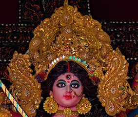 godess durga idol during puja carnival in west bengal