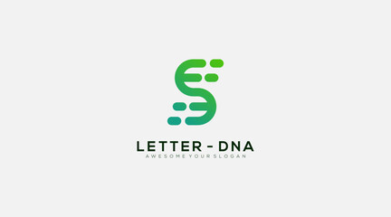 Letter S with DNA symbol logo design vector