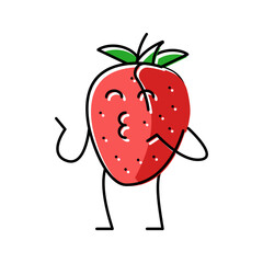 strawberry character color icon vector illustration