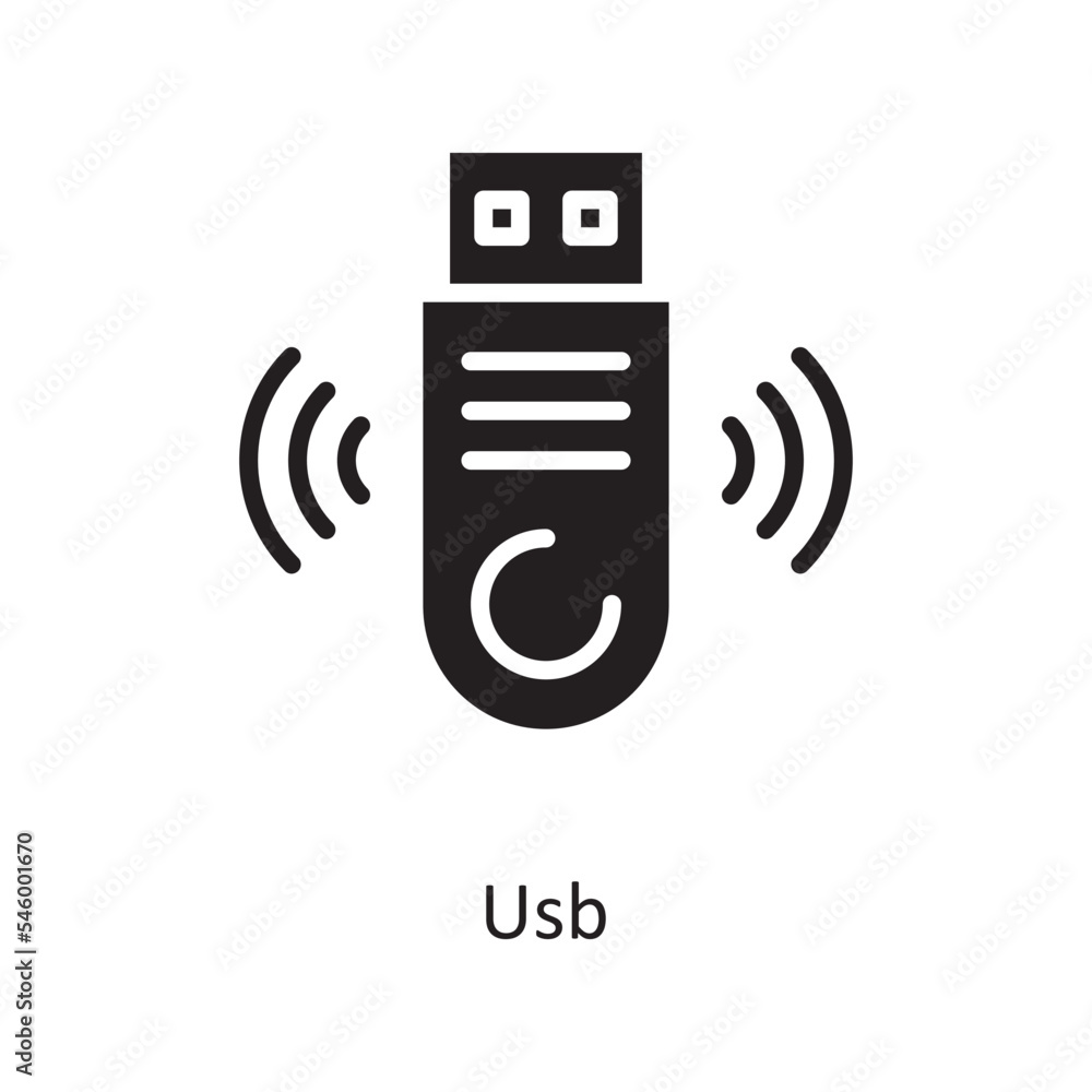 Poster usb vector solid icon design illustration. cloud computing symbol on white background eps 10 file