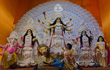 godess durga idol during puja carnival in west bengal